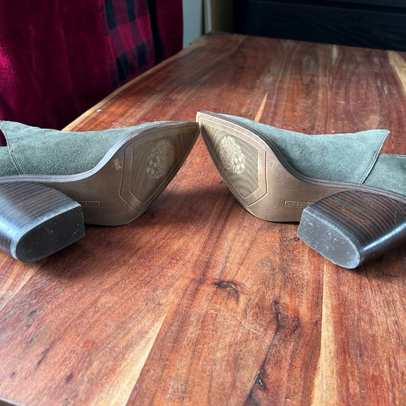 VINCE CAMUTO | Olive Green Gigietta Suede Ankle Heeled Boot | 7.5 - Picture 5 of 7